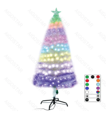 Albero di Natale in fibra ottica 180cm 215 led RGBIC multicolor-rami folti- 8 giochi di luce+memoria+timer IP44 int/est