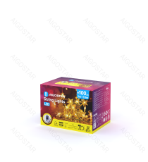 Catena luminosa a basso voltaggio con luci a fiocco di neve 100 led 10mt - luce calda - 8 giochi di luce - IP44 interno/esterno