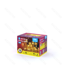 Catena luminosa a basso voltaggio con luci a fiocco di neve 100 led 10mt - luce calda - 8 giochi di luce - IP44 interno/esterno