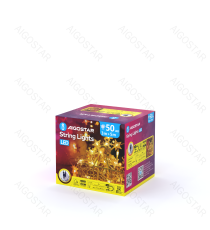 Catena luminosa a basso voltaggio con luci a fiocco di neve 50 led 5mt -luce calda 3000K- 8 giochi di luce -IP44 interno/esterno