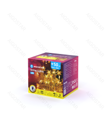 Catena luminosa a basso voltaggio con luci a fiocco di neve 50 led 5mt -luce calda 3000K- 8 giochi di luce -IP44 interno/esterno