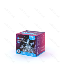 Catena luminosa a basso voltaggio con luci a fiocco di neve 50 led 5mt,luce fredda 6500K,8 giochi di luce,IP44 interno/esterno