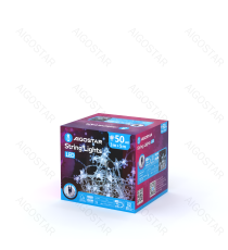 Catena luminosa a basso voltaggio con luci a fiocco di neve 50 led 5mt,luce fredda 6500K,8 giochi di luce,IP44 interno/esterno