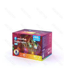 Catena luminosa a basso voltaggio con luci a fiocco di neve 100 led 10mt,RGBY multicolor,8 giochi di luce,IP44 interno/esterno