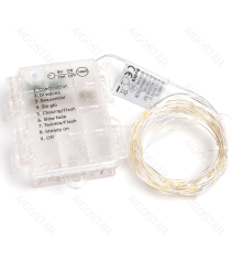 Catena luminosa a batteria 3AA con fili in rame 150 led 15mt - 2700K luce calda 8 modalità illuminazione IP44 interno/esterno