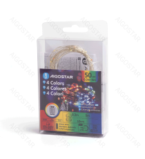 Catena luminosa a batteria 3AA con fili in rame 50 led 5mt - RGBY multicolor,8 modalità illuminazione IP44 interno/esterno Catena luminosa a batteria 3AA con fili in rame 50 led 5mt - RGBY multicolor,8 modalità illuminazione IP44 interno/esterno