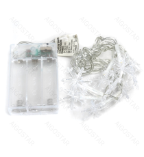 Catena luminosa a batteria 3AA con luci a fiocco di neve 10 led 1.5mt - luce calda 3000K,IP20 da interno