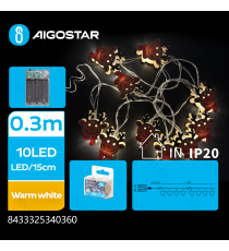 Catena luminosa a batteria 3AA con luci a renna in legno 20 led 3mt - luce calda 3000K,IP20 da interno
