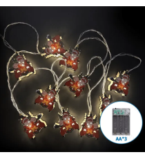 Catena luminosa a batteria 3AA con luci a forma di slitta con Babbo Natale in legno 20 led 3mt,luce calda 3000K,IP20 da interno
