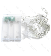 Catena luminosa a batteria 3AA con luci a forma di stella 10 led 1.5mt - luce calda 3000K,IP20 da interno Catena luminosa a batteria 3AA con luci a forma di stella 10 led 1.5mt - luce calda 3000K,IP20 da interno