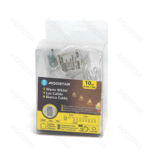 Catena luminosa a batteria 3AA con luci a forma di albero di Natale 10 led 1.5mt - luce calda 3000K,IP20 da interno Catena luminosa a batteria 3AA con luci a forma di albero di Natale 10 led 1.5mt - luce calda 3000K,IP20 da interno