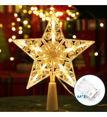Puntale a stella luminoso per albero di Natale 17cm a batteria 3AA - luce calda 3000K,IP20 da interno per albero natalizio Puntale a stella luminoso per albero di Natale 17cm a batteria 3AA - luce calda 3000K,IP20 da interno per albero natalizio