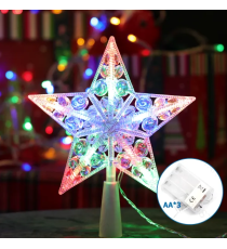 Puntale a stella luminoso per albero di Natale 17cm a batteria 3AA - RGBY multicolor,IP20 da interno per albero natalizio Puntale a stella luminoso per albero di Natale 17cm a batteria 3AA - RGBY multicolor,IP20 da interno per albero natalizio