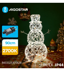 Pupazzo di neve luminoso a basso voltaggio da 90cm,luce calda 2700K,8 giochi di luce + memoria + timer IP44 da esterno Pupazzo di neve luminoso a basso voltaggio da 90cm,luce calda 2700K,8 giochi di luce + memoria + timer IP44 da esterno