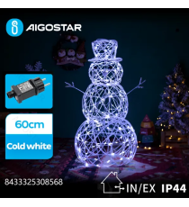 Pupazzo di neve luminoso a basso voltaggio da 60cm,luce fredda 6500K,8 giochi di luce + memoria + timer IP44 da esterno Pupazzo di neve luminoso a basso voltaggio da 60cm,luce fredda 6500K,8 giochi di luce + memoria + timer IP44 da esterno