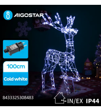 Renna luminosa a basso voltaggio da 100cm,luce fredda 6500K,8 giochi di luce + memoria + timer IP44 interno/esterno Renna luminosa a basso voltaggio da 100cm,luce fredda 6500K,8 giochi di luce + memoria + timer IP44 interno/esterno