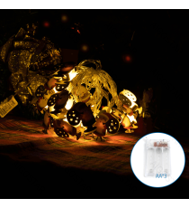 Catena luminosa a batteria 3AA con luci a forma di Babbo Natale+regali in legno 20 led 3mt - luce calda 3000K,IP20 da interno