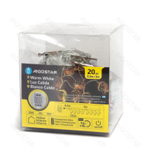 Catena luminosa a batteria 3AA con luci a forma di Babbo Natale+regali in legno 20 led 3mt - luce calda 3000K,IP20 da interno