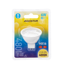 Faretto led MR16 COB 6W 480 lumen - 4000K luce naturale - lampadina misura D50xH48mm Equivalenza incandescente:42W Faretto led MR16 COB 6W 480 lumen - 4000K luce naturale - lampadina misura D50xH48mm Equivalenza incandescente:42W