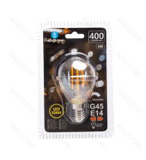 Lampadina a filamento LED dimmerabile G45 4W attacco E14 400 lumen - 2200K luce calda D45xH82mm Equivalenza incandescente 38W Lampadina a filamento LED dimmerabile G45 4W attacco E14 400 lumen - 2200K luce calda D45xH82mm Equivalenza incandescente 38W