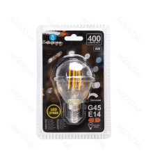 Lampadina a filamento LED dimmerabile G45 4W attacco E14 400 lumen - 2700K luce calda D45xH82mm Equivalenza incandescente 38W Lampadina a filamento LED dimmerabile G45 4W attacco E14 400 lumen - 2700K luce calda D45xH82mm Equivalenza incandescente 38W