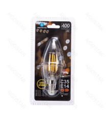 Lampadina a filamento LED dimmerabile C35 4W attacco E14 400 lumen - 2700K luce calda D35xH99mm Equivalenza incandescente 38W Lampadina a filamento LED dimmerabile C35 4W attacco E14 400 lumen - 2700K luce calda D35xH99mm Equivalenza incandescente 38W