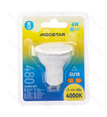 Faretto led GU10 6W 480 lumen - 4000K luce naturale - lampadina misura D50xH55mm Equivalenza incandescente:68W Faretto led GU10 6W 480 lumen - 4000K luce naturale - lampadina misura D50xH55mm Equivalenza incandescente:68W