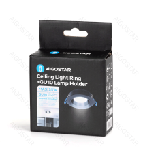 Portafaretto + portalampada GU10 nero max 35W, per faretto da incasso - downlight,Dimensioni foro:80mm, Dimensioni:D90xH28mm