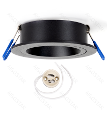 Portafaretto + portalampada GU10 nero max 35W, per faretto da incasso - downlight,Dimensioni foro:90mm, Dimensioni:D100xH37mm