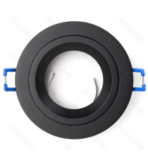 Portafaretto + portalampada GU10 nero max 35W, per faretto da incasso - downlight,Dimensioni foro:90mm, Dimensioni:D100xH37mm