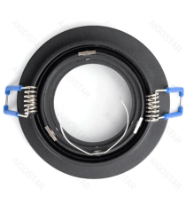 Portafaretto + portalampada GU10 nero max 35W, per faretto da incasso - downlight,Dimensioni foro:90mm, Dimensioni:D100xH37mm