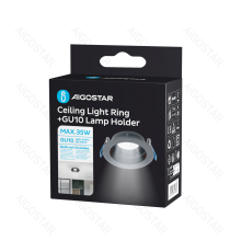 Portafaretto + portalampada GU10 nero max 35W, per faretto da incasso - downlight,Dimensioni foro:90mm, Dimensioni:D100xH37mm