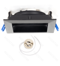 Portafaretto + portalampada GU10 nero quadrato, per faretto incasso - downlight,Dimensioni foro:90mm,Dimensioni: L100*W100*H37mm
