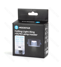 Portafaretto + portalampada GU10 nero quadrato, per faretto incasso - downlight,Dimensioni foro:90mm,Dimensioni: L100*W100*H37mm