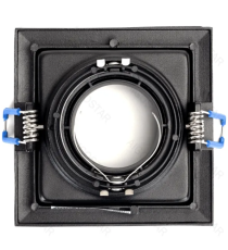 Portafaretto + portalampada GU10 nero quadrato, per faretto incasso - downlight,Dimensioni foro:90mm,Dimensioni: L100*W100*H37mm