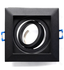 Portafaretto + portalampada GU10 nero quadrato, per faretto incasso - downlight,Dimensioni foro:90mm,Dimensioni: L100*W100*H37mm