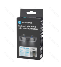 Portafaretto + portalampada doppio GU10 nero, per faretto incasso - downlight,Dimensioni foro:90mm,Dimensioni: L185xW100xH37mm