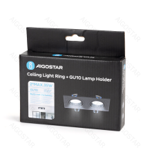 Portafaretto + portalampada doppio GU10 nero, per faretto incasso - downlight,Dimensioni foro:90mm,Dimensioni: L175xW92xH20mm