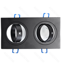 Portafaretto + portalampada doppio GU10 nero, per faretto incasso - downlight,Dimensioni foro:90mm,Dimensioni: L175xW92xH20mm