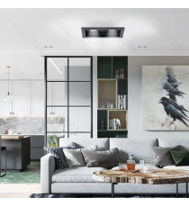 Portafaretto + portalampada doppio GU10 nero, per faretto incasso - downlight,Dimensioni foro:90mm,Dimensioni: L175xW92xH20mm