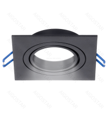 Portafaretto + portalampada GU10 nero quadrato, per faretto incasso - downlight,Dimensioni foro:75mm,Dimensioni: L92xW92xH20mm