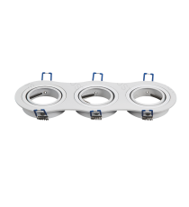 Portafaretto a 3 posti per GU10 e MR16 bianco, per faretto incasso - downlight,Dimensioni foro:235x75mm, Dimensioni: L255xD91mm