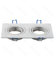 Portafaretto a 2 posti per GU10 e MR16 bianco, per faretto incasso - downlight,Dimensioni foro:75mm, Dimensioni: L173xW91mm