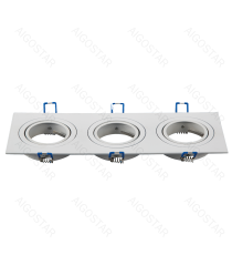 Portafaretto a 3 posti per GU10 e MR16 bianco, per faretto incasso - downlight,Dimensioni foro:75mm, Dimensioni: L255xW91mm