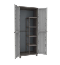 Armadio JWood 368 - 2 ante - 68 x 37,5 x 170 cm- PPL - effetto legno - grigio tortora - Terry