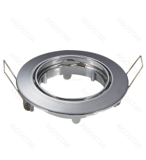 Portafaretto a 1 posto per GU10 e MR16 colore acciaio,per faretto incasso - downlight,Dimensioni foro:74mm, Dimensioni: D82mm