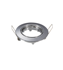 Portafaretto a 1 posto per GU10 e MR16 colore acciaio,per faretto incasso - downlight,Dimensioni foro:74mm, Dimensioni: D82mm