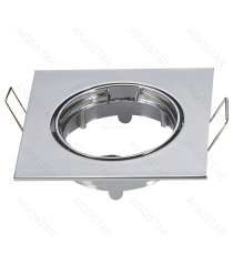 Portafaretto a 1 posto quadrato per GU10 e MR16 colore acciaio,per faretto incasso - downlight,Dimensioni foro:74mm