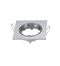 Portafaretto a 1 posto quadrato per GU10 e MR16 colore acciaio,per faretto incasso - downlight,Dimensioni foro:74mm