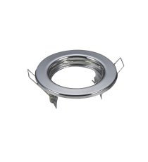 Portafaretto a 1 posto per GU10 e MR16 colore acciaio,per faretto incasso - downlight,Dimensioni foro:65mm, Dimensioni: D80mm